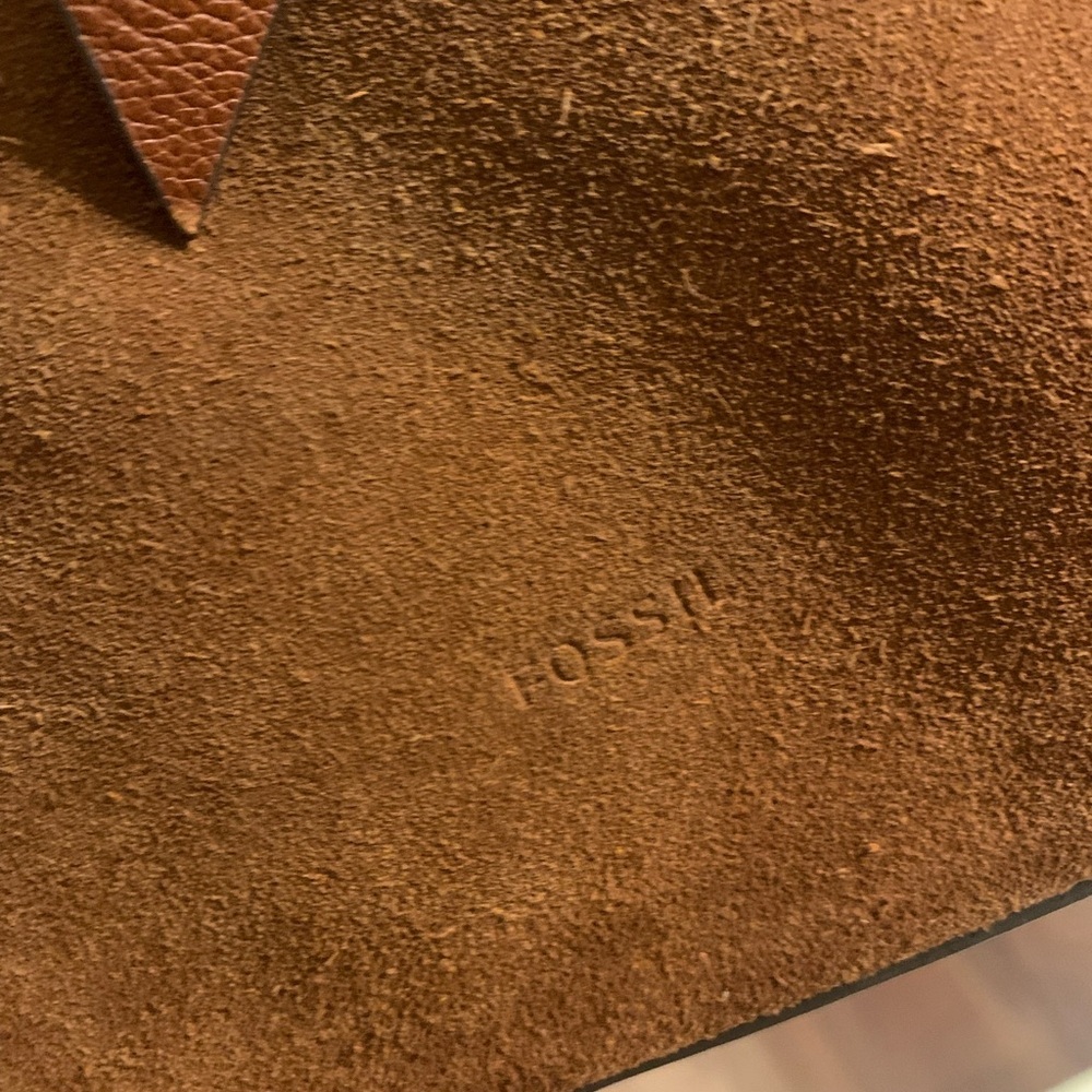 Fossil Cow Suede Rayna Large Boho Western Brown Leather Tote Purse Bag Fringe - Picture 2 of 15